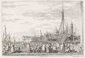 Visningar: Marknaden på Molo, 1735-1746. av Giovanni Antonio Canal