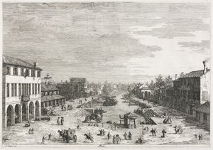 Utsikt: Utsikt över Mestre, en stad i provinsen Venedig av Antonio Canaletto