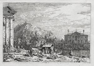 Utsikt över Venedig och omgivningar: A City Beyond a River, 1700-talet. av Giovanni Antonio Canal