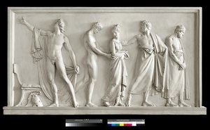 Achilles levererar Briseis till Agamemnons Heralds, 1787-90 (gips) av Antonio Canova