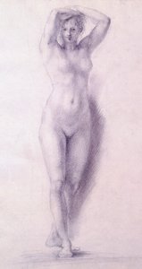 Kvinnofigur med armarna höjda av Antonio Canova (1757-1822), teckning av Antonio Canova