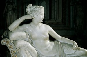 Paolina Borghese som Venus Victrix, av Antonio Canova (1757-1822), vit marmor av Antonio Canova