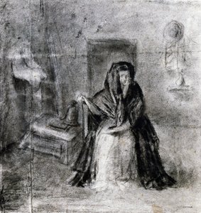 Sittande kvinna, av Antonio Canova (1757-1822), teckning av Antonio Canova