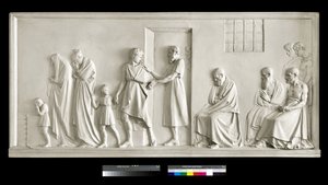 Sokrates lämnar sin familj, 1787-1790 (gips) av Antonio Canova
