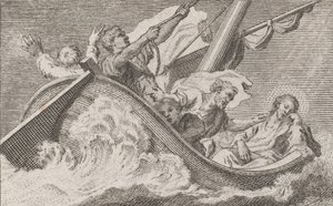 Kristus på en båt med fiskare, ca. 1760-93. av Antonio Capellan