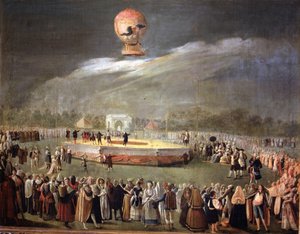 Ballong Ascension in the Gardens of Aranjuez, ca 1783 (olja på duk)