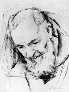 Studie för ett Padre Pio-monument, 1979-80 (kol på papper)