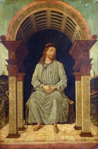 ""mystical figure of christ"" Jesus satt med en bödels snara runt halsen förknippad med Kristi hån - Målning tillskriven Antonio Cicognara (aktiv ca 1480 - 1500) London National Gallery