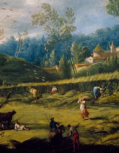 Skörden, detalj från Sommaren, av Antonio Diziani (1737-1797), målning.