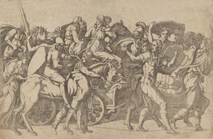 En romersk armé på mars - truppkonvojen, 1540-45. av Antonio Fantuzzi