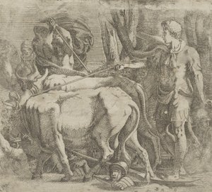 Cadmus bearbetar fältet där han sådde drakens tänder, 1540-45.