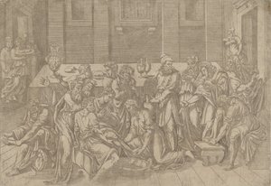Jesus tvättar lärjungarnas fötter, 1540-45. av Antonio Fantuzzi