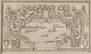 Landskap med prydnadsram, ca. 1543. av Antonio Fantuzzi