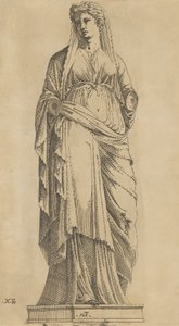 Kvinna i full ansikte, hennes huvud något åt vänster, ca. 1543. av Antonio Fantuzzi