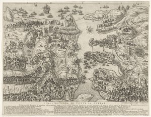 Översikt över hela slaget på Malta Dimostrazione di tutta la guerra (titel på objekt) The Siege of Malta (serietitel) av Antonio Francesco Lucini