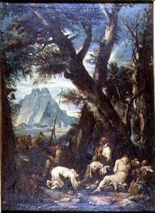 Landsbygd med eremiter, ca 1700-10 (olja på duk) av Antonio Francesco Peruzzini