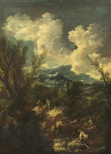 Landskap med tvättkvinnor, 1711-35 av Antonio Francesco Peruzzini