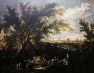 Landskap med vattenbärare. av Antonio Francesco Peruzzini