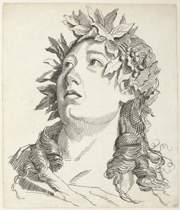 Kvinnans huvud med lagerkrans Fyra huvuden (serietitel) av Antonio Giuseppe Barbazza