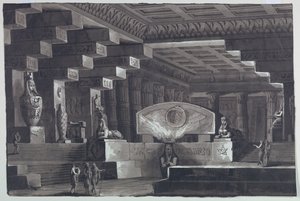 Scendesign, interiör av egyptiska templet
