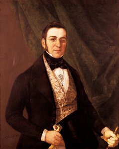 Porträtt av Manuel Breton de los Harreros (1796-1873), spansk poet och dramatiker. Målning av Antonio Gomez y Cros (sent 18-1863) av Antonio Gomez Cros