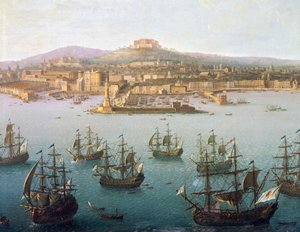 Charles av Bourbon avgår till Spanien från Neapel den 7 oktober av Antonio Joli