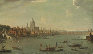 Fyra vyer över London: Themsen med utsikt mot St. Pauls av Antonio Joli