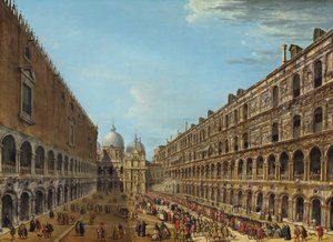 Procession på innergården till hertigpalatset, Venedig, 1742 eller senare. av Antonio Joli