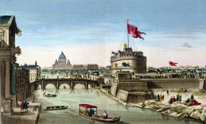Rom, utsikt över Tibern med Castel Sant