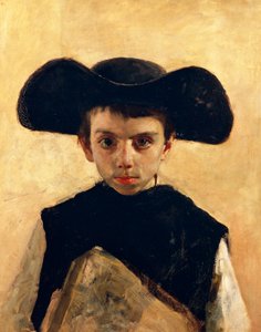 Prevetariello (lilla präst), av Antonio Mancini (1852-1930), olja på duk, 66x53 cm