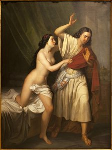 Josef och Putifars hustru (Potifar). Målning av Antonio Esquivel (1806-1857), olja på duk