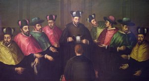 Placering av doktorsexamen Biretta (olja på duk) av Antonio Martinez Anaya