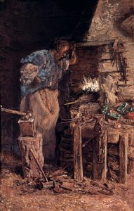 Smedens guldbröllop (Smeden vid guldbröllop). Målning av Anthony Munoz och Degrain (1841-1924). Olja på duk