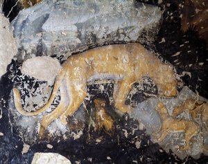 Hund, detalj (fresk) av Antonio Pisanello