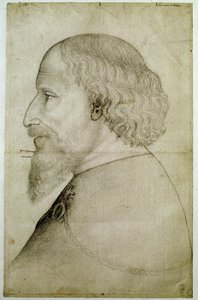 Kejsar Sigismond av Luxemburg (1368-1437), sedd i byst, i profil till vänster. Teckning av Antonio di Puccio Pisano dit Pisanello (före 1395-1455). Svart sten. Mått: 41,1x55,9 cm. av Antonio Pisanello
