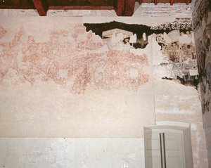 Riddarna av det runda bordet på jakt efter den heliga Graal (utsatt sinopie och fresco) av Antonio Pisanello