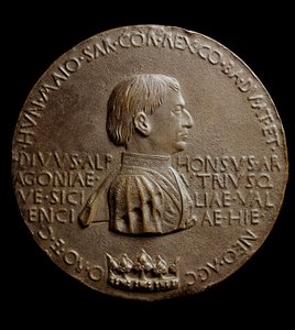 Medalj av Alfonso V av Aragon (Alfonso Magnanimus eller den store). På italienska Alfonso the Magnificent eller Alfonso V av Aragon av Antonio Pisanello