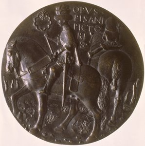 Porträttmedalj, baksida föreställande Gianfrancesco Gonzaga 13945-1444 på en häst, 1446-8 brons för framsida se 96843
