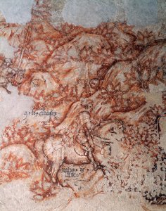 Sinopia (undermålning), detalj (fresk) av Antonio Pisanello