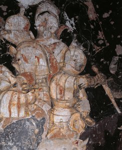 Mashindano-Vita ya Louvezerp na Antonio Pisano inayojulikana kama Pisanello (kabla ya 1395-ca 1455), fresco, maelezo, Palazzo Ducale, Mantuaswed av Antonio Pisanello