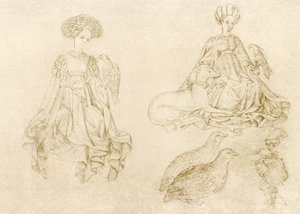 Kvinnor med falk och vinthund av Antonio Pisanello