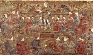 Johannes Döparen tillrättavisar Herodes, gobeläng som skildrar scener ur helgonets liv (textil) av Antonio Pollaiuolo