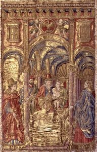 Omskärelsen, gobeläng som skildrar scener ur Johannes Döparens liv (textil) av Antonio Pollaiuolo