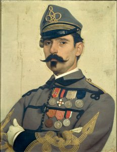 Porträtt av Giovanni Maria Damiani iklädd Garibaldis arméuniform, av Antonio Puccinelli