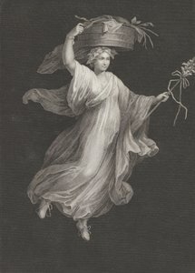 En bacchante som bär en stor korg på huvudet och håller en stav i sitt le..., ca. 1795-ca. 1820. av Antonio Ricciani