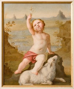 Infant St. John (olja på kartong) av Antonio Simonazzi