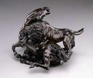 Lejon attackerande häst. c.1580/90 av Antonio Susini