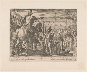 Alexander den store instruerar de makedonska soldaterna Alexander den stores gärningar (serietitel) Alexandri magni praecipvae res gestae (serietitel) av Antonio Tempesta