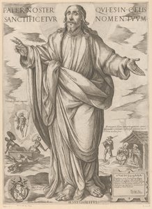 Kristus Fader vår som är i himlen, helgat vare ditt namn (titel på föremålet) Kristus, Maria och aposteln (serietitel) av Antonio Tempesta
