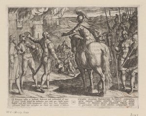 Romarna bränner den holländska landsbygden De bataviska krigen mot romarna (serietitel) Batavorum cum Romanis Bellum (serietitel) av Antonio Tempesta